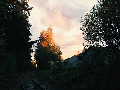 white wooden house near train track at daytime thumbnail