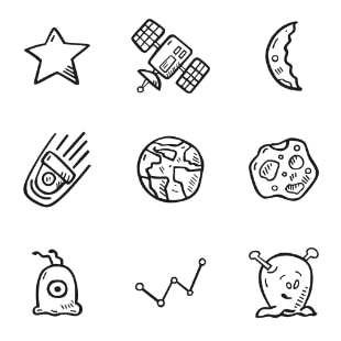 Space svg vector icon sets