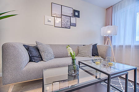 Floor Lamp Beside Sofa and Window thumbnail