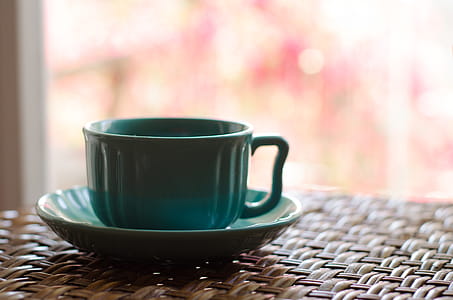 Teal Ceramic Cup and Saucer thumbnail