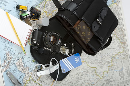 black bridge camera near smartphone and shoulder bag thumbnail