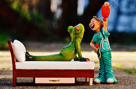 frog on bed and nurse figurines thumbnail