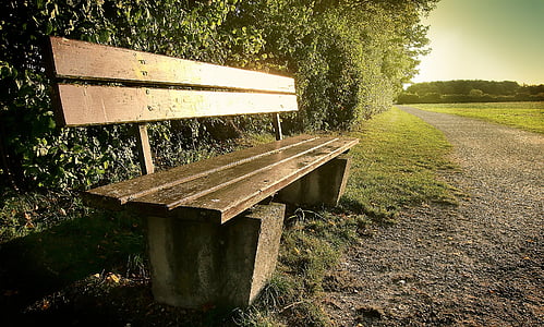 brown wooden bench near the fence thumbnail