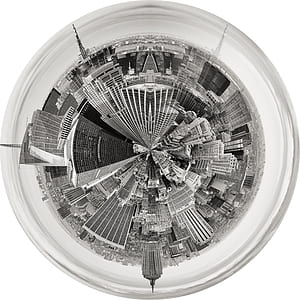 360 grayscale photo of high-rise buildings thumbnail