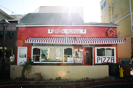 Red and White Pizzeria Cafe at Daytime thumbnail