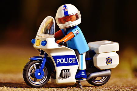 Lego police riding on touring motorcycle miniature thumbnail
