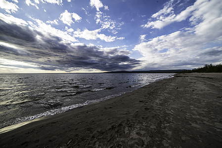 Sandy Shoreline with low clouds at Lesser Slave Lake thumbnail