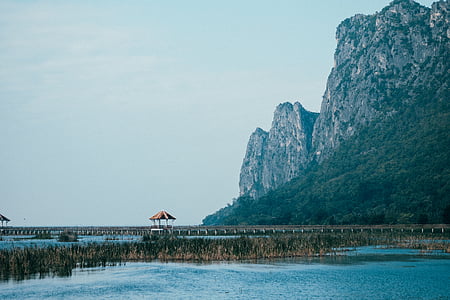 body of water with mountain background thumbnail