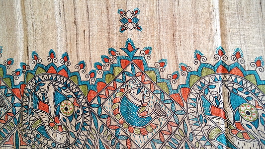 blue, brown, cloth, design, fish, flower thumbnail