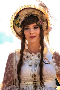 woman wearing floral casual hat thumbnail