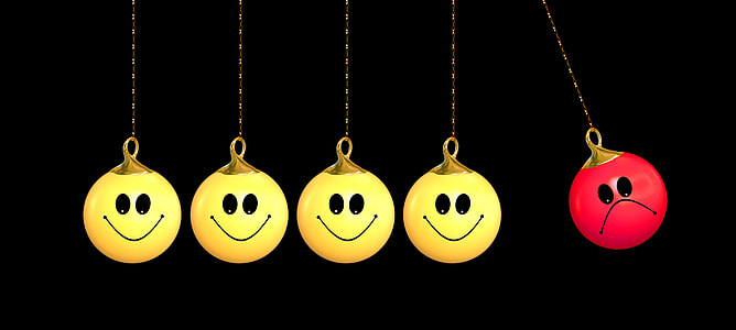four yellow and one red emoji necklaces thumbnail