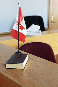 Book and flag at court witness stand thumbnail