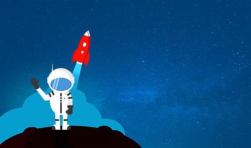 Cartoon Astronaut Waving Goodbye - With Copyspace thumbnail