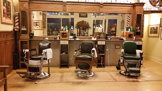 three barber's chairs near the mirror thumbnail