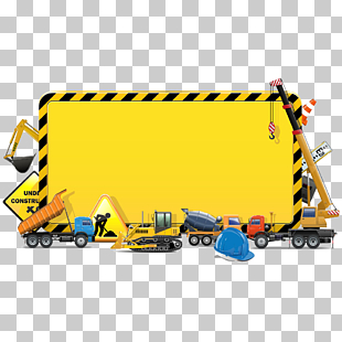 Architectural engineering Heavy equipment Illustration, Building Construction, yellow and black caution working site PNG clipart