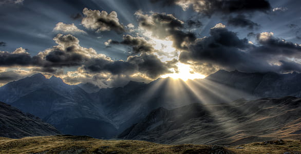 gray mountains during golden hour thumbnail