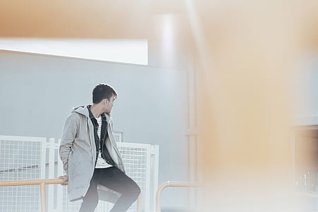 men's gray zip jacket thumbnail