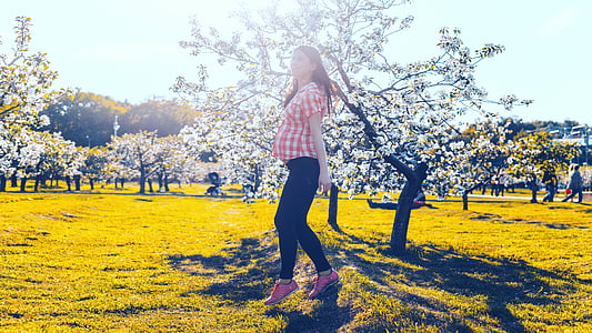 woman wearing red and white plaid top thumbnail