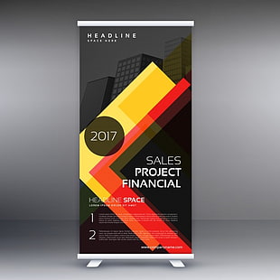 Abstract Yellow And Black Roll Up Banner Design Eps File Free