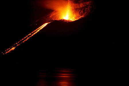 volcano eruption during night thumbnail