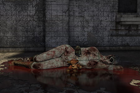 zombie lying on floor near gray concrete wall thumbnail
