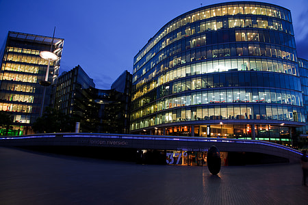 footbridge facing high-rise buildings thumbnail