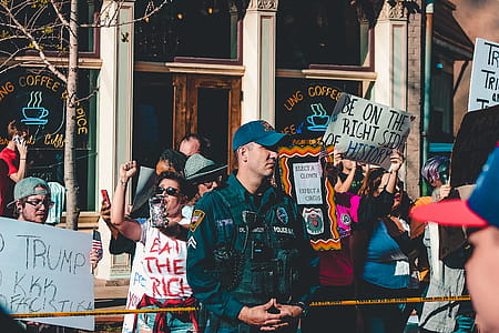 Protesters Standing Outside a City Building thumbnail