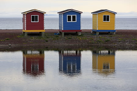 Colorful historic fish storage sheds, Newfoundland and Labrador, Canada. thumbnail