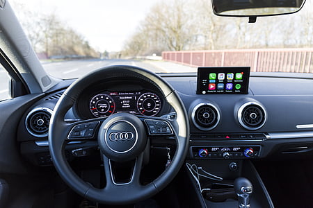 black and silver Audi car interior thumbnail