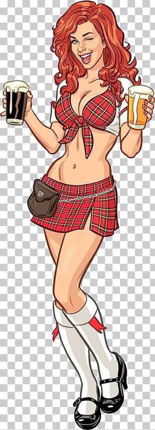 Art Drawing Comics Illustration, Beer Girls, woman holding glasses of beers illustration PNG clipart