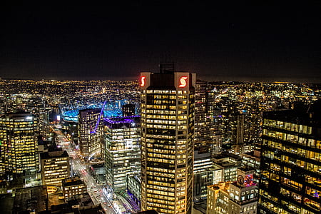 high-rise buildings during nighttime thumbnail