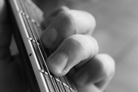greyscale photography of person playing stringed instrument thumbnail