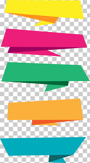 Paper Banner , hand drawn origami labels, five assorted-color papers illustration PNG clipart