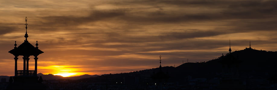 silhouette photo of shrine during golden hour thumbnail
