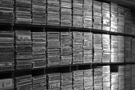 grayscale photography of CD case lot thumbnail