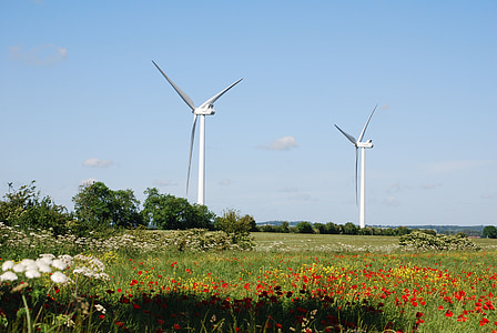 two white wind turbines thumbnail