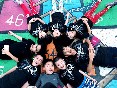 children, lying down in circle, boys, girls, kids, people thumbnail