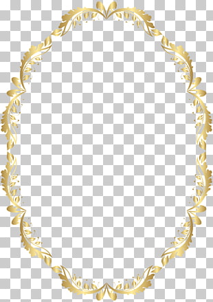 Frame , Golden Oval Border Transparent , oblong brown floral frame illustration PNG clipart
