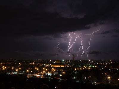 city skyline under black sky during nighttime thumbnail