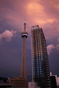 Cn Tower In Toronto, Pink Sky thumbnail