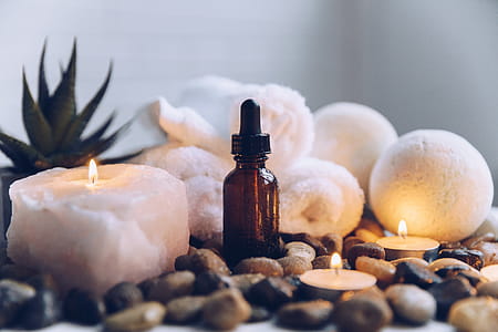 Candles And Natural Oil At Spa Photo thumbnail