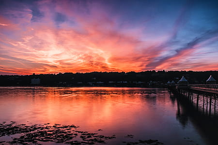 Landscape Body of Water Near Dock during Night Time thumbnail