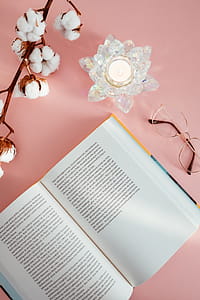 Open book on a pink background thumbnail