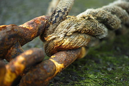 gray rope tied on steel chain thumbnail