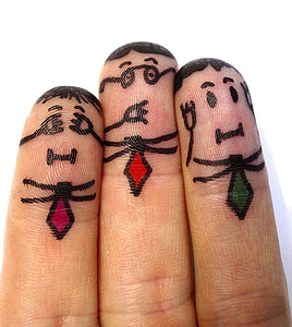 three human fingers with human figure drawings thumbnail