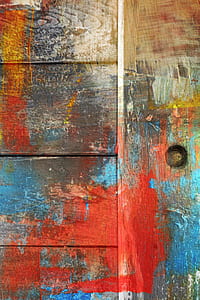 red and blue painted wood thumbnail