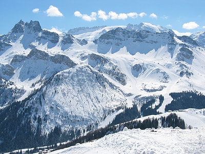 wide angle photo of snow-capped mountain thumbnail