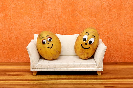 couple potatoes on white sofa illustration thumbnail