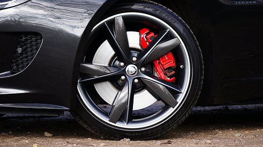 carbonfiber 5-spoke automotive wheel and tire thumbnail