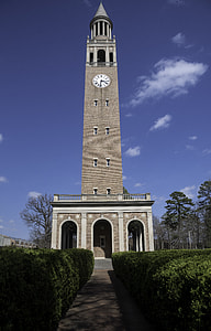 Clock Tower among hedges in University of North Carolina, Chapel Hill thumbnail
